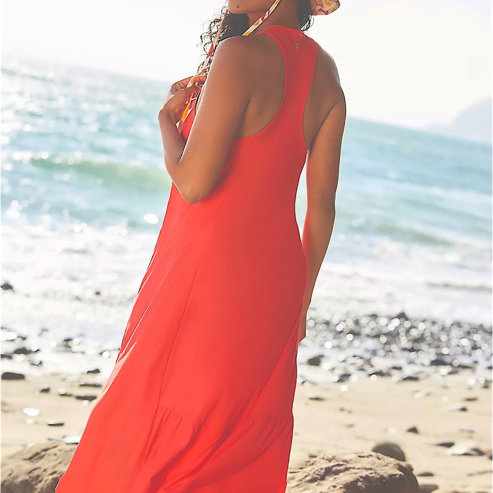 Bright Coral Maxi Razorback Tank Dress Size Small Rubber Ducky Productions INC